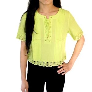 💎 Mocha Apparel neon yellow bright lace crop top